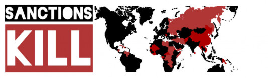 Sanctions Kill banner depicting countries currently facing U.S. sanctions